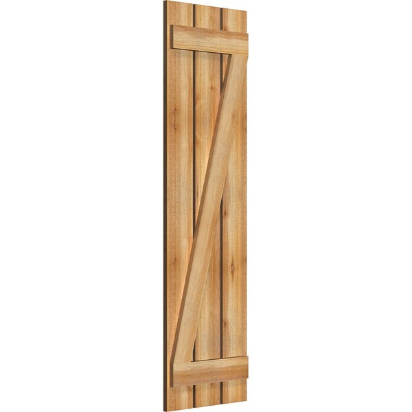 Spaced Board-n-Batten Shutters W/Z-Bar, Rough Sawn Western Red Cedar, 17 1/8W X 59H